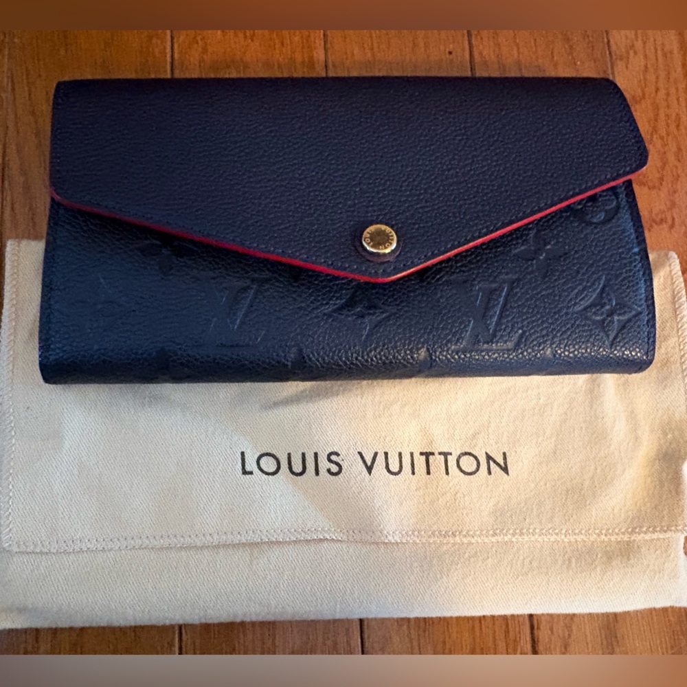 Navy with red trim.